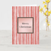 赤いストライプのクリスマス カード (黄色い花)