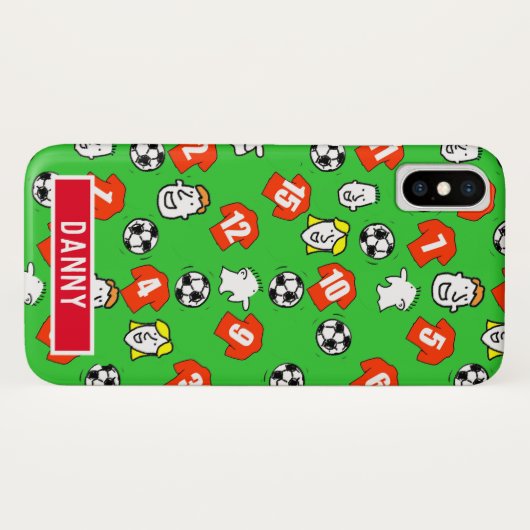 赤いストライプのサッカーシャツ Case-Mate iPhoneケース (裏面(横))