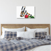 赤いストライプのバラのハイヒール キャンバスプリント (インサイチュ (寝室))