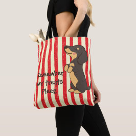 赤いストライプのブラックダックスフントのおねだりTote トートバッグ