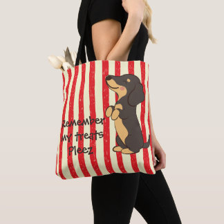 赤いストライプのブラックダックスフントのおねだりTote トートバッグ