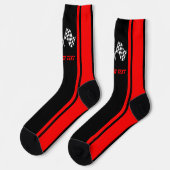 赤いストライプのレーシングカーのフラグ – パーソナライズされた ソックス (左)