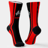 赤いストライプのレーシングカーのフラグ – パーソナライズされた ソックス (傾斜あり)