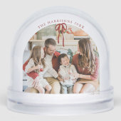 赤いストライプの写真の雪の地球の休日の装飾 (正面)