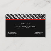 赤いストライプの弓と宝石の白黒模様 名刺 (裏面)
