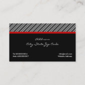 赤いストライプの弓と宝石の白黒模様 名刺 (裏面)