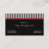 赤いストライプの弓と宝石の白黒模様 名刺 (裏面)