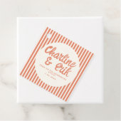 赤いストライプの手書きレトロ結婚の感謝 フェイバータグ (インサイチュ)