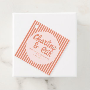 赤いストライプの手書きレトロ結婚の感謝Fa フェイバータグ