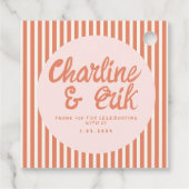 赤いストライプの手書きレトロ結婚の感謝Fa フェイバータグ (裏面)