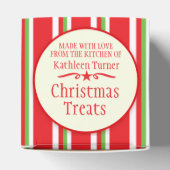 赤いストライプの緑のクッキー交換ベーキングギフトボックス フェイバーボックス (上部)