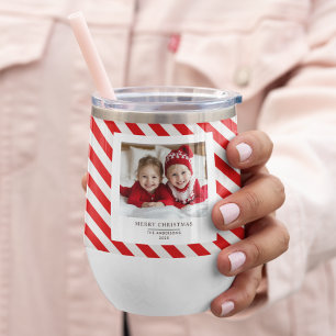 「赤いストライプクリスマスと名前の写真