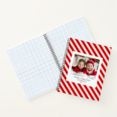 「赤いストライプクリスマスと名前の写真 ノートブック (内部)