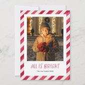 赤いストライプクリスマスの写真は全て明るい シーズンカード (正面)