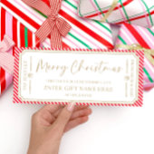 赤いストライプクリスマスギフト券カード 招待状
