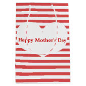 赤いストライプハート |マザーズデイ抱き枕 ミディアムペーパーバッグ (正面)