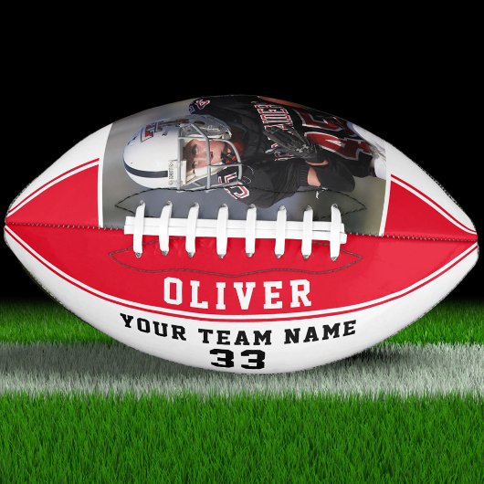 赤いストライププレイヤー名番号チームフォト アメリカンフットボール