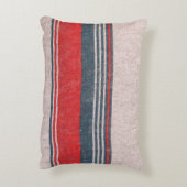 赤いストライプリネン:ニットウェアテクスチャ アクセントクッション (裏面(縦))
