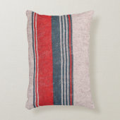 赤いストライプリネン:ニットウェアテクスチャ アクセントクッション (正面(垂直))
