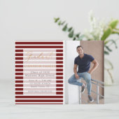 赤いストライプ写真を追加する卒業式 案内状 (スタンド正面)