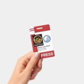 赤いストライプ列特別な写真フレームプレスID バッジ (手持ち)