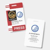 赤いストライプ列特別な写真フレームプレスID バッジ (表裏)