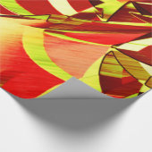 赤いストライプ背景の黄色 ラッピングペーパー (角)