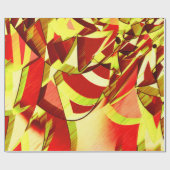 赤いストライプ背景の黄色 ラッピングペーパー (フラット)