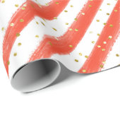 赤いストライプ金ゴールドグリッターキッズパーティー ラッピングペーパー (ロールコーナー)