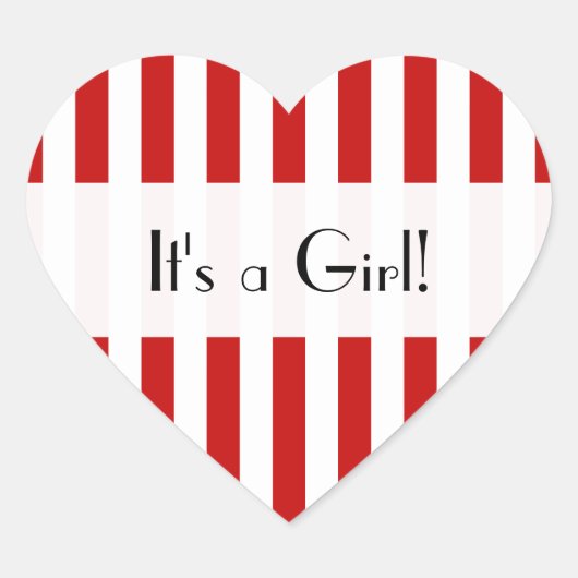 赤いストライプ、線、パタストライプのーン、赤ちゃんシャワー ハートシール (正面)