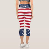 赤いストライプ（青と白のスターウエスト） カプリレギンス (裏面)