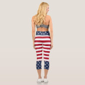 赤いストライプ（青と白のスターウエスト） カプリレギンス (裏面)