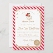 赤いストライプNiceリスト証明書カード 招待状 (正面)