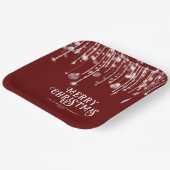 赤いストリングライツクリスマスパーティー ペーパープレート (傾斜あり)