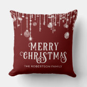赤いストリングライトクリスマス クッション (正面)