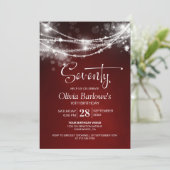 赤いストリングライト70th誕生日パーティー 招待状 (スタンド正面)