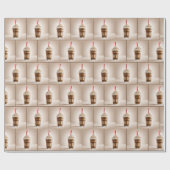 赤いストローでコーヒーをフラッペ ラッピングペーパー (フラット)