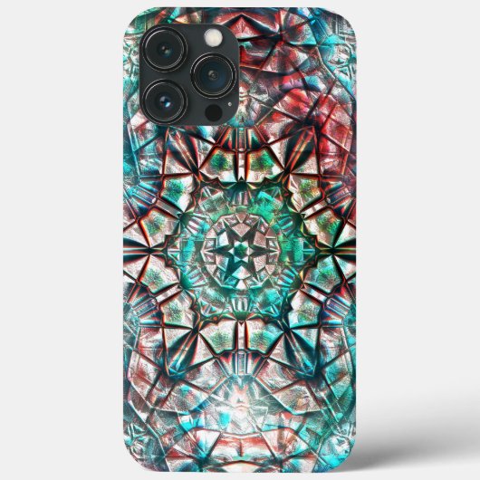 赤いストロークによる燃えたシアンの粗万華鏡のように千変万化するパターン Case-Mate iPhoneケース (裏面)