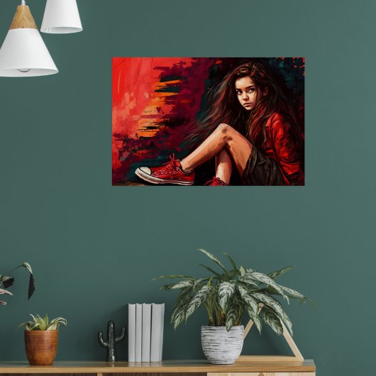 赤いスニーカー,ショートパンツ,子供,スタイル ポスター (リビング1)