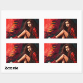 赤いスニーカー,ショートパンツ,子供,スタイル 長方形シール (シート)