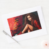 赤いスニーカー,ショートパンツ,子供,スタイル 長方形シール (封筒)