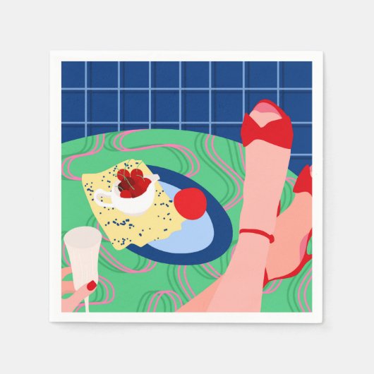 赤いスニークピーク スタンダードカクテルナプキン (正面)