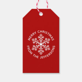赤いスノーフレークのクリスマスギフトタグ ギフトタグ
