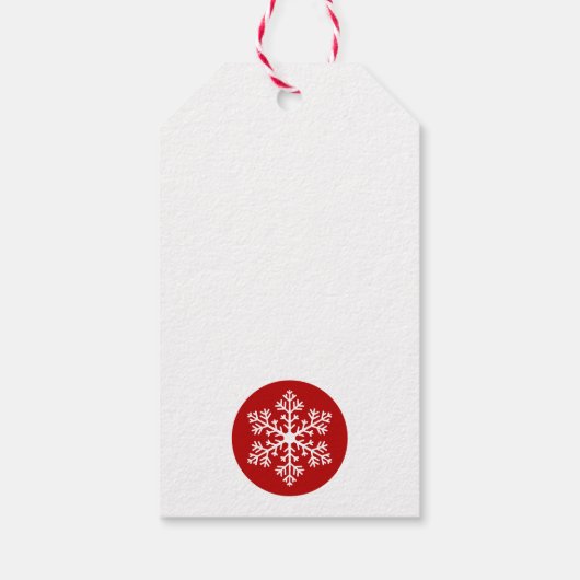 赤いスノーフレークのクリスマスギフトタグ ギフトタグ (裏面)