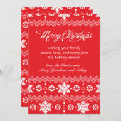 赤いスノーフレークのセーター非フォトクリスマスカード シーズンカード (正面/裏面)