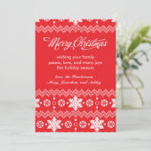 赤いスノーフレークのセーター非フォトクリスマスカード シーズンカード (スタンド正面)