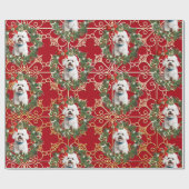 赤いスノーフレークの背景にクリスマスビシオンフリーズ ラッピングペーパー (フラット)