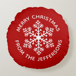 赤いスノーフレーククリスマスラウンドピロー ラウンドクッション