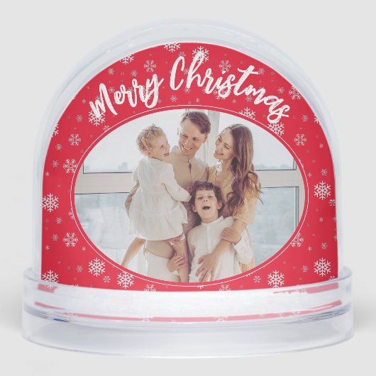 赤いスノーフレーク家族の写真コラージメリークリスマス (正面)
