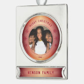 赤いスノーフレーク金属ファミリーフォトクリスマス シルバープレートバナーオーナメント (左)